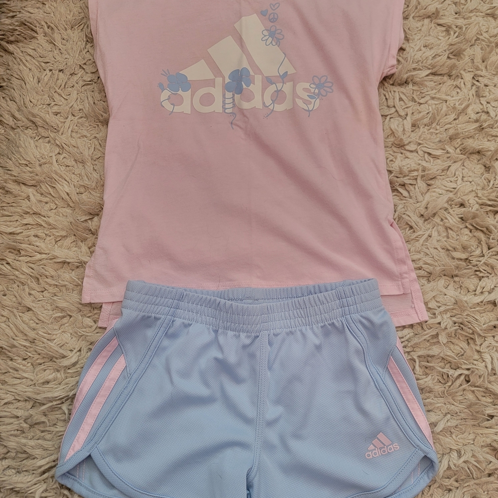 Adidas Light Pink Shorts Set